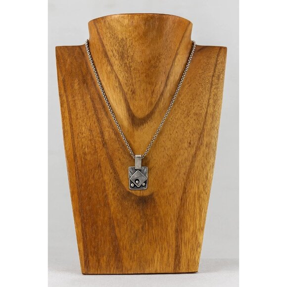 Petite Geometric Art Deco Sterling Silver Pendant Artist Signed .5" L X 7/16" W - Picture 1 of 4